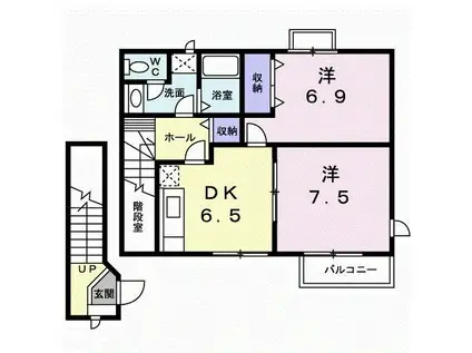 ホワイト・バーチ・ヴィラ(2DK/2階)の間取り写真