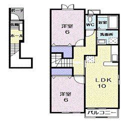 プラムフィールドE(2LDK/2階)の間取り写真