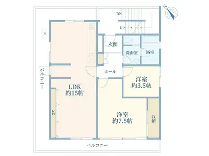 シャトレニュー青山(2LDK/3階)の間取り写真