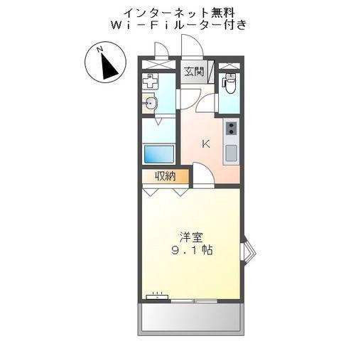 グランディー(1K/2階)の間取り写真