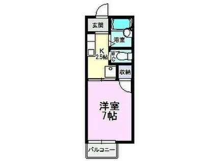 ドミール諸ノ木(1K/2階)の間取り写真