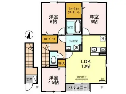 シンシアA(3LDK/2階)の間取り写真