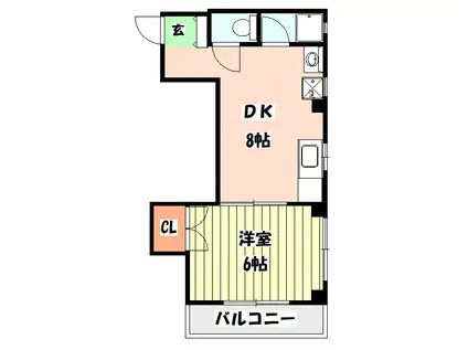 パークハイツ清水(1DK/2階)の間取り写真