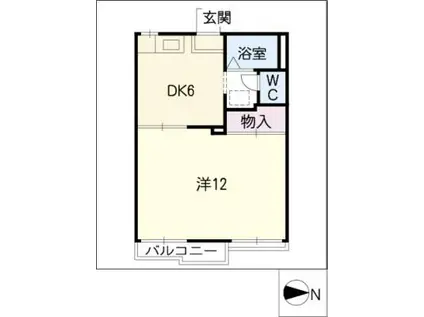 ハイツ日向(1DK/1階)の間取り写真
