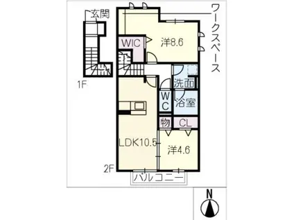 フロレゾンK&K(2LDK/2階)の間取り写真