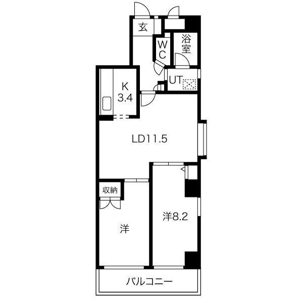 エクレール鶴舞(2LDK/11階)の間取り写真