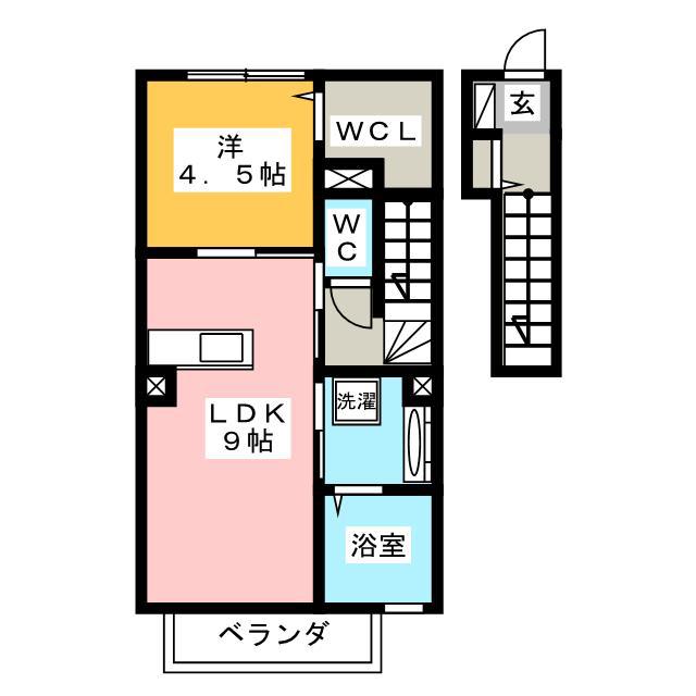 エスパティオン(1LDK/2階)の間取り写真