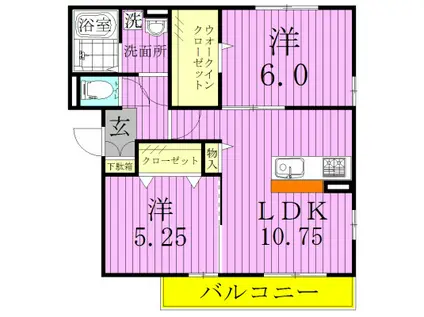 スカイハイム2(2LDK/2階)の間取り写真