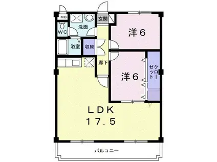 パルソシア(2LDK/1階)の間取り写真