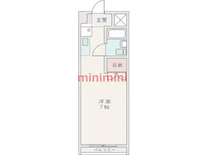 イーストサイド吹田(ワンルーム/2階)の間取り写真