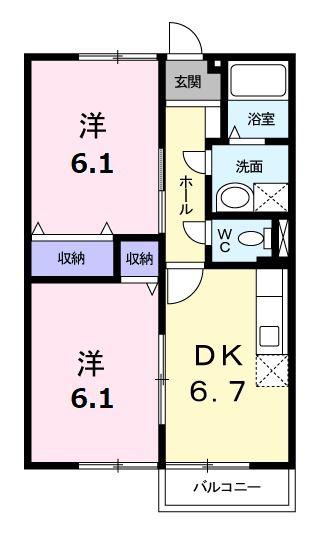 ハイツビレッジコート(2DK/2階)の間取り写真