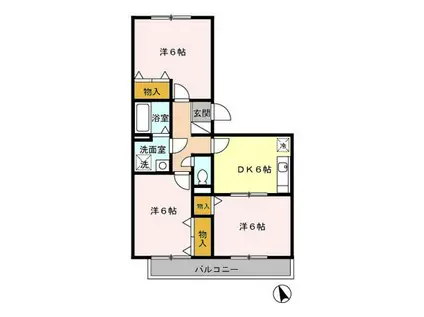 ハイカムールST秀(3DK/1階)の間取り写真