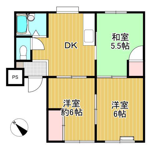 ホワイトレジデンス(3DK/1階)の間取り写真