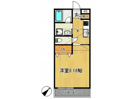 サンシャンブル(1K/2階)の間取り写真