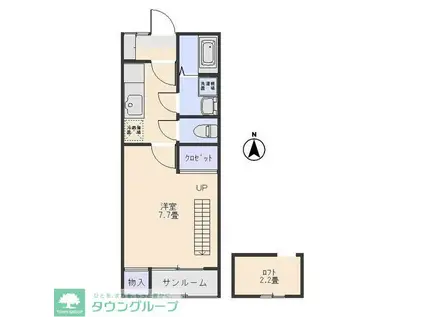 ルシエールA(1K/1階)の間取り写真