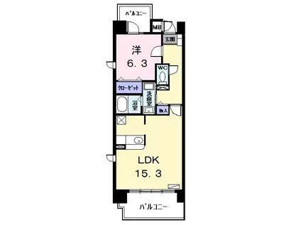ラ アペイサント(1LDK/4階)の間取り写真