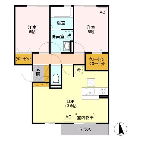 東武佐野線 佐野市駅 徒歩22分 3階建 築14年(2LDK/1階)の間取り写真