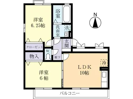 グランシャリオみどりのIII(2LDK/2階)の間取り写真