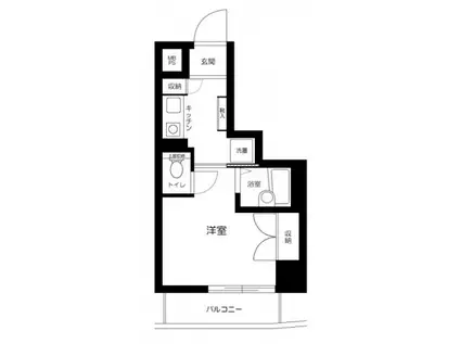 エクセリア白金高輪(1K/4階)の間取り写真