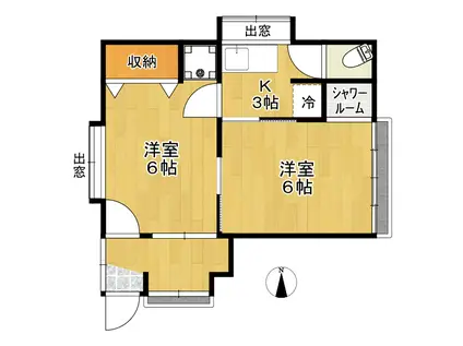 ハウスMOMOI(2SK/2階)の間取り写真