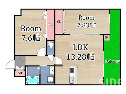 クレール新森(2LDK/3階)の間取り写真