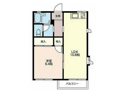 パークサイドハイツW(1LDK/2階)の間取り写真