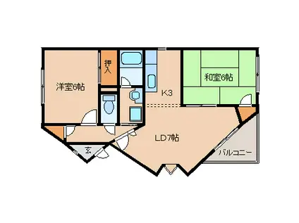 エヴァグリーン(2LDK/1階)の間取り写真