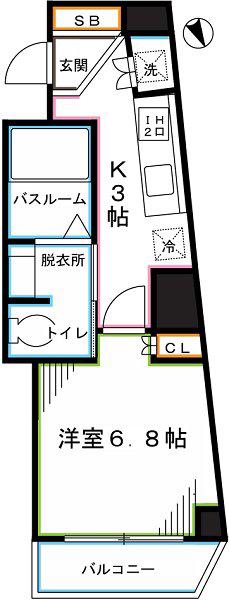 PARK LANE国分寺(1K/8階)の間取り写真
