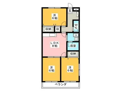コーポカナイ(3LDK/2階)の間取り写真