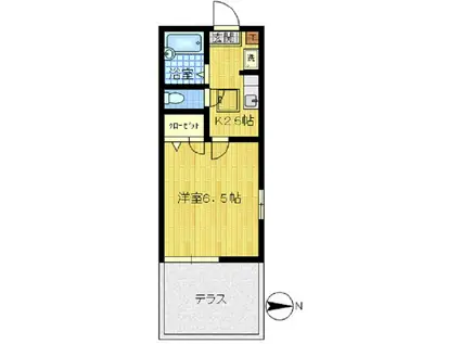 アムールS・A(1K/1階)の間取り写真