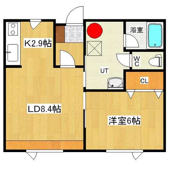 北進町 進和ハイツ8(1LDK/2階)の間取り写真
