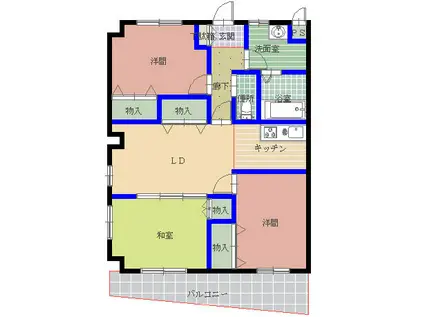 サーパスさわ(3LDK/2階)の間取り写真