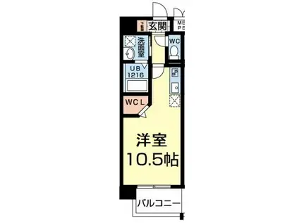 プリマレーベン黒髪(ワンルーム/5階)の間取り写真