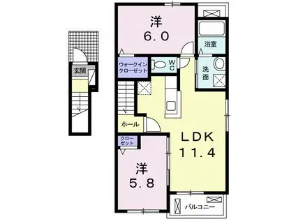 レ・ムスクテール(2LDK/2階)の間取り写真