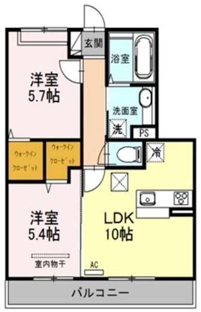 プレジオII(2LDK/3階)の間取り写真