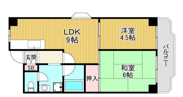 日宝ライフ放出西(2LDK/8階)の間取り写真