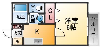 めぞん・おー(1K/1階)の間取り写真
