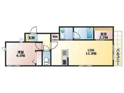 東京メトロ千代田線 千駄木駅 徒歩1分 3階建 築4年(2LDK/1階)の間取り写真