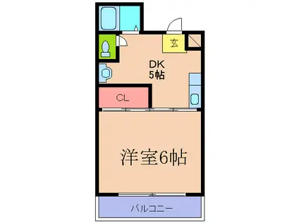 ショーエイハイツ(1DK/2階)の間取り写真