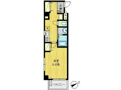 エスポワール川崎(1K/2階)の間取り写真