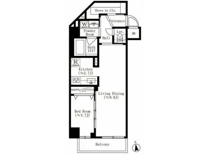 クレアティフ文京江戸川橋(1LDK/3階)の間取り写真