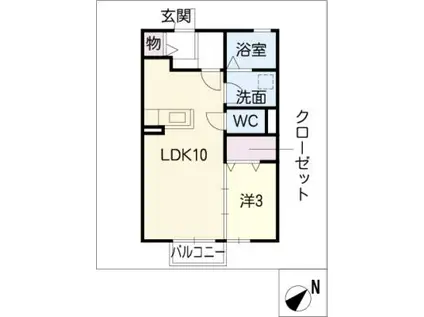 マローネ平針(1LDK/1階)の間取り写真