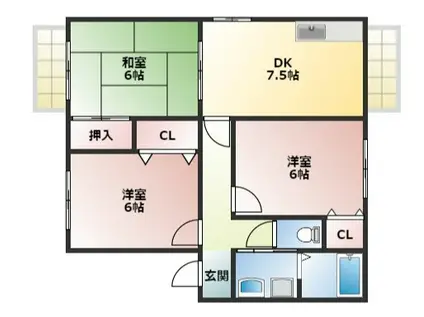 パセオクレールII(3DK/2階)の間取り写真