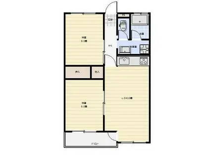 サンビューハイムのむら(2LDK/2階)の間取り写真