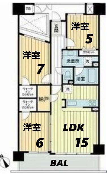 メロディーハイム千里万博公園(3LDK/6階)の間取り写真