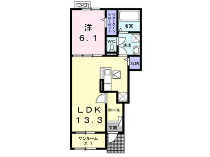 ペニー・レイン(1LDK/1階)の間取り写真