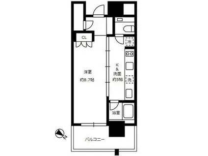 THE ROPPONGI TOKYO SUPERIOR RESIDEN(1K/8階)の間取り写真