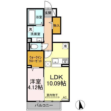 ガーデンリーフ平和台 B棟(1LDK/1階)の間取り写真