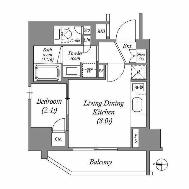 ACP RESIDENCE錦糸町(1LDK/13階)の間取り写真
