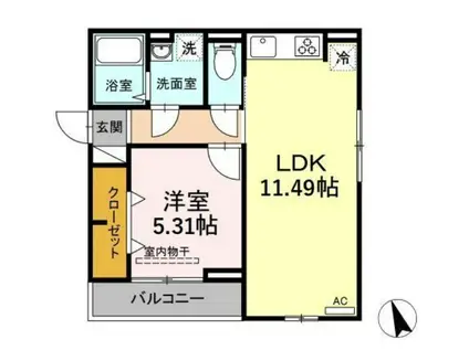 エクセリア南千住(1LDK/3階)の間取り写真